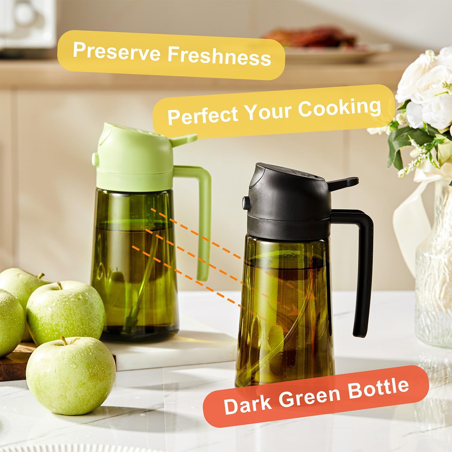 Buy 1 Get 1 FREE: Premium Spray & Pour Olive Oil Dispenser for Easy Cooking!