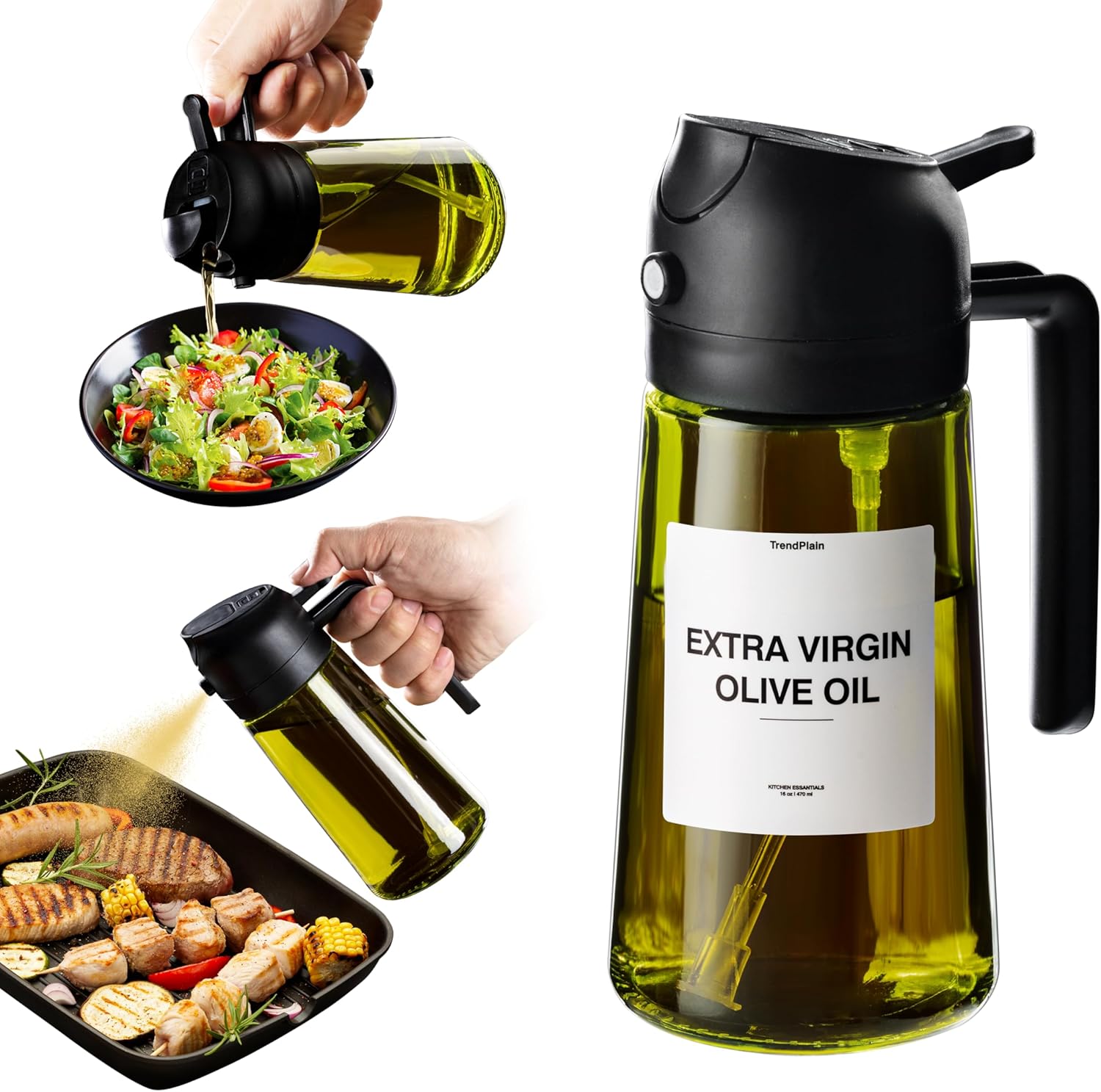 Buy 1 Get 1 FREE: Premium Spray & Pour Olive Oil Dispenser for Easy Cooking!